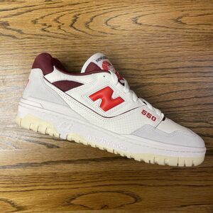 New Balance 550 Men's Shoes Size 8.5 10 12 White Burgundy Red Casual Shoes